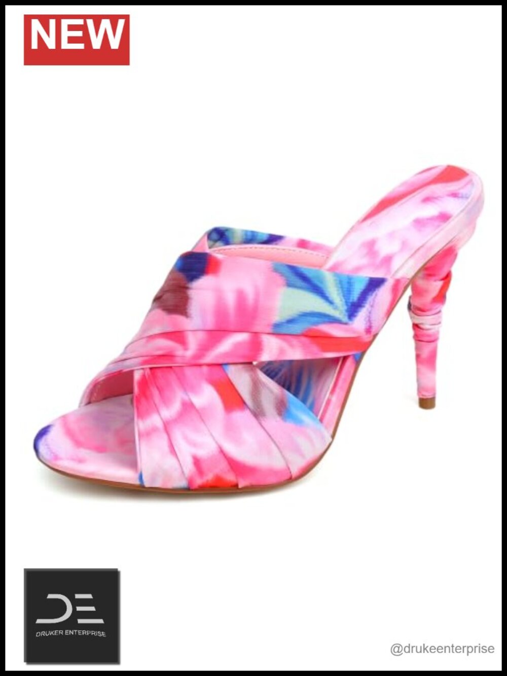 Satin Mule Heels Open Toe Stiletto Slip On Dress Sandals